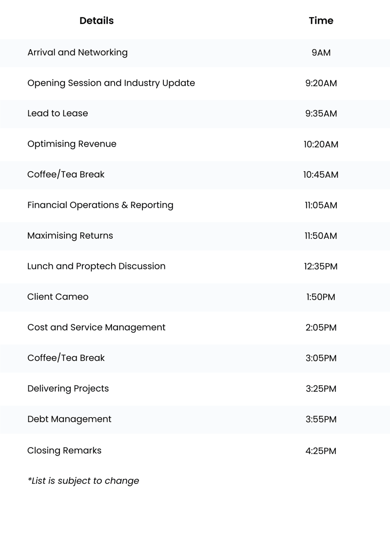 Yardi Solutions Roadshow 2025 - Agenda